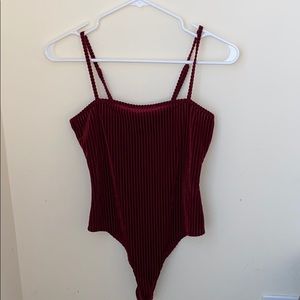 Red/Maroon Velvet, Tank, Body Suit